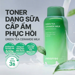 Toner dạng sữa cấp ẩm, phục hồi INNISFREE GREEN TEA CERAMIDE MILK 90mL