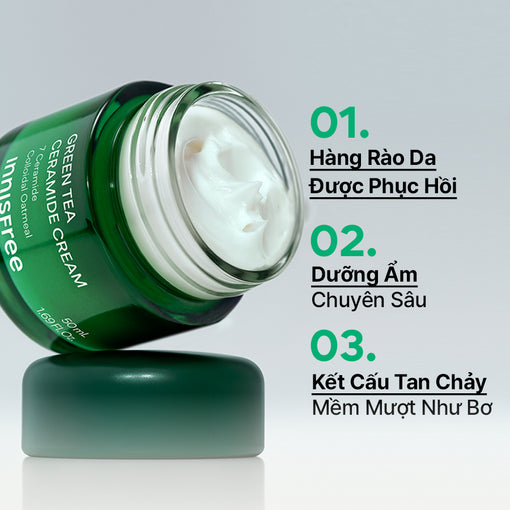 Kem dưỡng ẩm phục hồi INNISFREE GREEN TEA CERAMIDE CREAM 50mL
