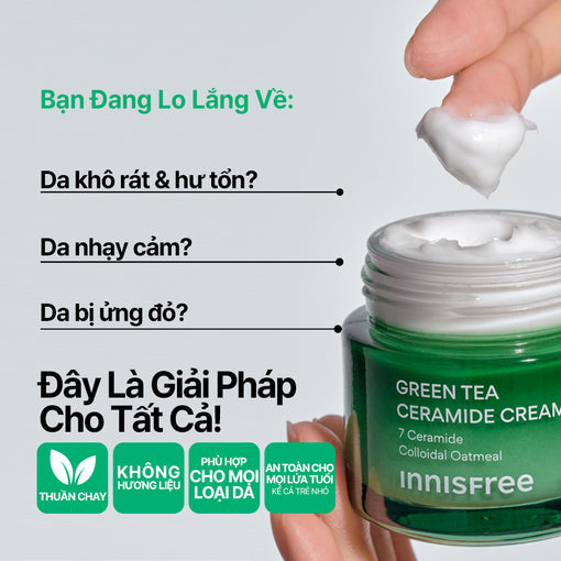 Kem dưỡng ẩm phục hồi INNISFREE GREEN TEA CERAMIDE CREAM 50mL