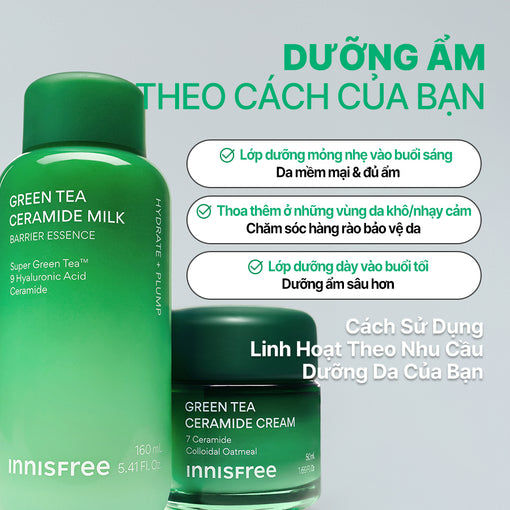 Kem dưỡng ẩm phục hồi INNISFREE GREEN TEA CERAMIDE CREAM 50mL