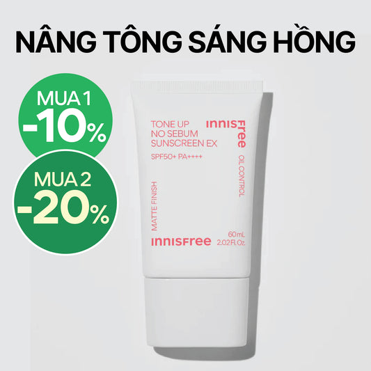 Kem chống nắng nâng tông kiềm dầu INNISFREE Tone Up No Sebum EX SPF 50+ PA++++ 60 mL