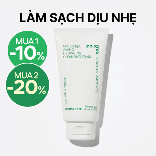 Sữa rửa mặt trà xanh sạch sâu ẩm mịn INNISFREE Green Tea Amino Cleansing Foam 150g