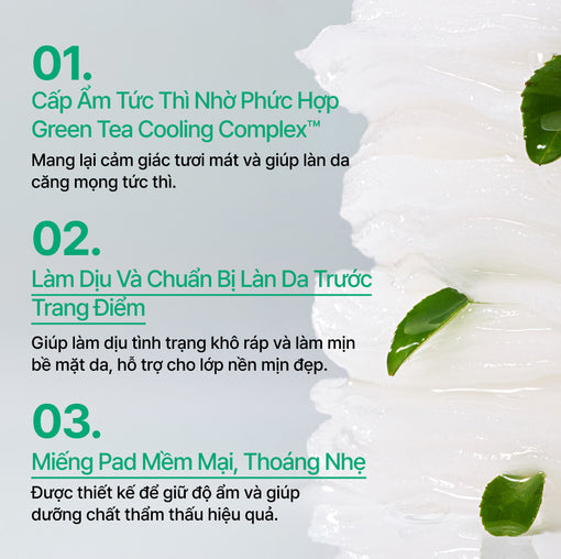 Greentea pad dưỡng ẩm làm dịu da 80 miếng INNISFREE GREEN TEA PANTHENOL CALMING TONER PADS
