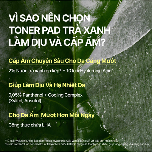 Greentea pad dưỡng ẩm làm dịu da 80 miếng INNISFREE GREEN TEA PANTHENOL CALMING TONER PADS