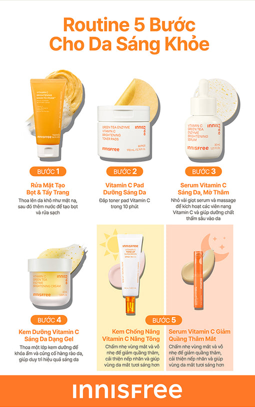 Sữa rửa mặt kem dẻo sạch sâu sáng da dịu nhẹ INNISFREE Vitamin C Brightening Mask-to-Foam