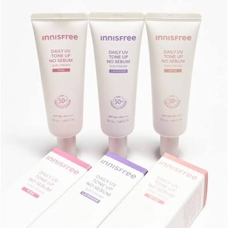 Kem Chống Nắng Nâng Tông Kiềm Dầu INNISFREE Daily UV Tone Up No Sebum Sun Cream Pink SPF50+ PA++++ 50ml