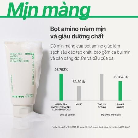 Sữa rửa mặt trà xanh sạch sâu ẩm mịn INNISFREE Green Tea Amino Cleansing Foam 150g