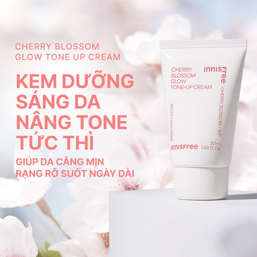 Kem nâng tông, dưỡng sáng làm đều màu da từ hoa anh đào INNISFREE Cherry Blossom Tone Up Cream 50ml