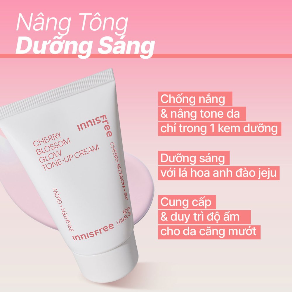 Kem nâng tông, dưỡng sáng làm đều màu da từ hoa anh đào INNISFREE Cherry Blossom Tone Up Cream 50ml