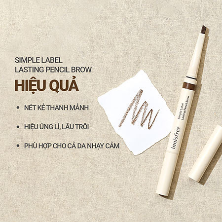 Chì kẻ lông mày lâu trôi innisfree Simple Label Lasting Pencil Brow 0.15 g