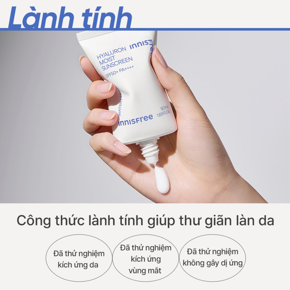 Kem chống nắng dưỡng ẩm INNISFREE Hyaluron Moist Sunscreen Essence Texture SPF50+ PA++++ 50 mL