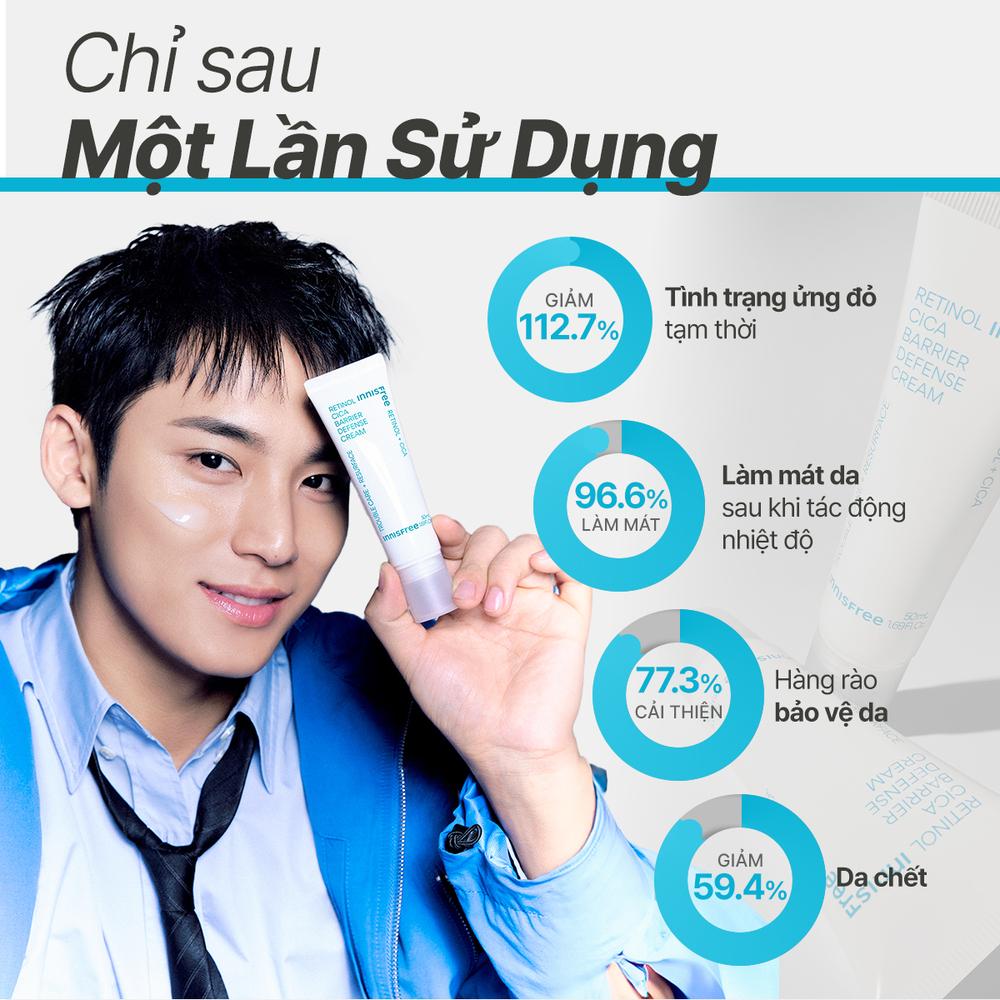 Kem dưỡng làm dịu và phục hồi da INNISFREE Retinol Cica Barrier Defense Cream 50 mL