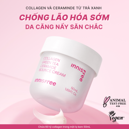 Kem dưỡng giúp làm mờ các dấu hiệu lão hóa trên da INNISFREE Collagen Green Tea Ceramide Bounce Cream 50mL