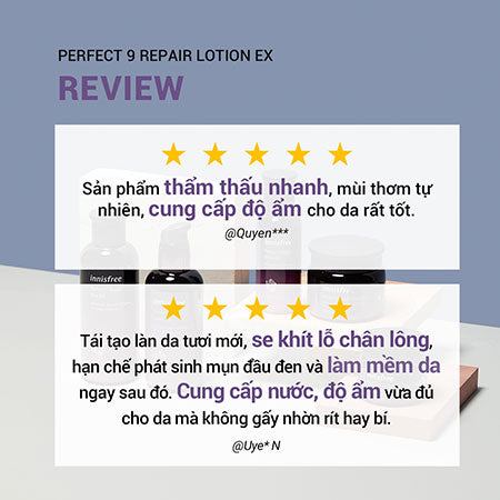 Sữa dưỡng ẩm ngăn ngừa lão hóa da chuyên sâu innisfree Perfect 9 Intensive Lotion 160 mL