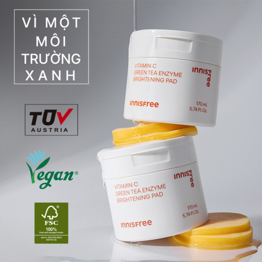 Vita C Pad dưỡng sáng da 60 miếng innisfree Vita C Pad Green Tea Enzyme 170 mL