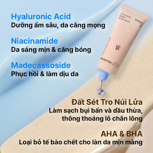 Mặt nạ đất sét lốc xoáy 2 lõi thế hệ mới INNISFREE VOLCANIC SWIRL PORE MASK 110g