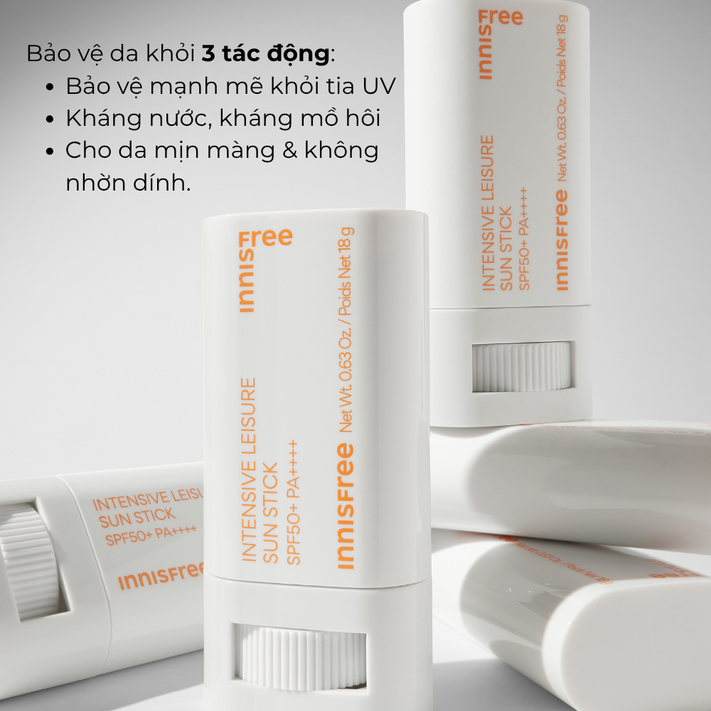 Kem chống nắng lâu trôi dạng thỏi INNISFREE INTENSIVE LEISURE SUN STICK SPF50+ PA++++ 18g