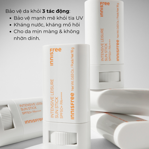 Kem chống nắng lâu trôi dạng thỏi INNISFREE INTENSIVE LEISURE SUN STICK SPF50+ PA++++ 18g
