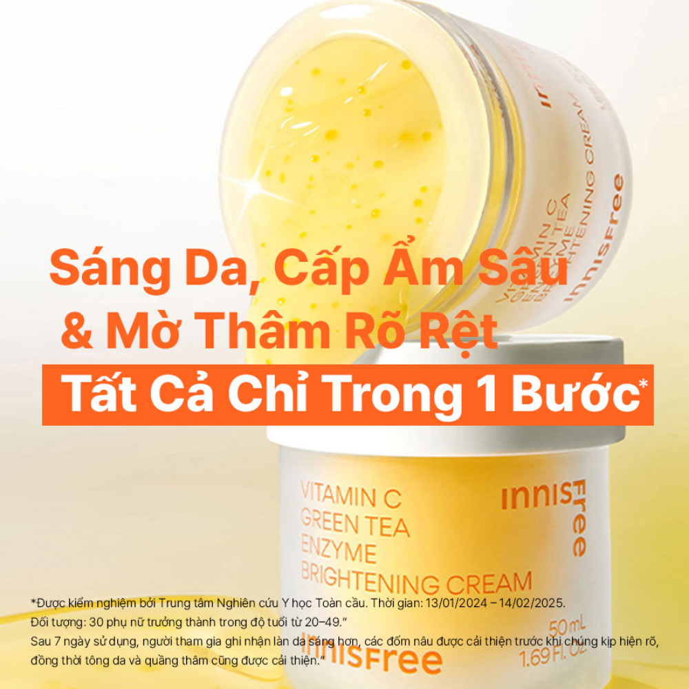 Kem dưỡng Vitamin C sáng da, mờ thâm dạng gel INNISFREE Green Tea Enzyme Brightening Cream 50ml