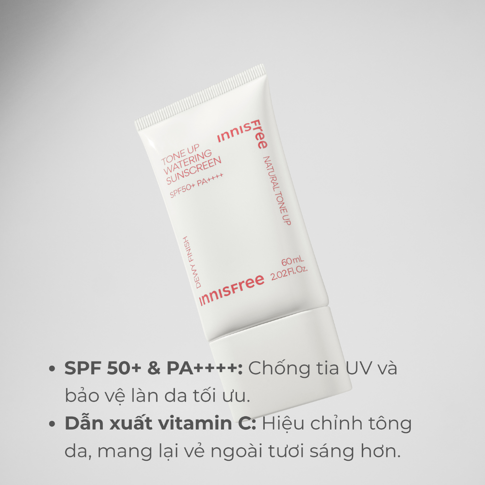 Kem chống nắng nâng tông mỏng nhẹ, giúp da căng mướt INNISFREE Tone Up Watering Sunscreen 60mL