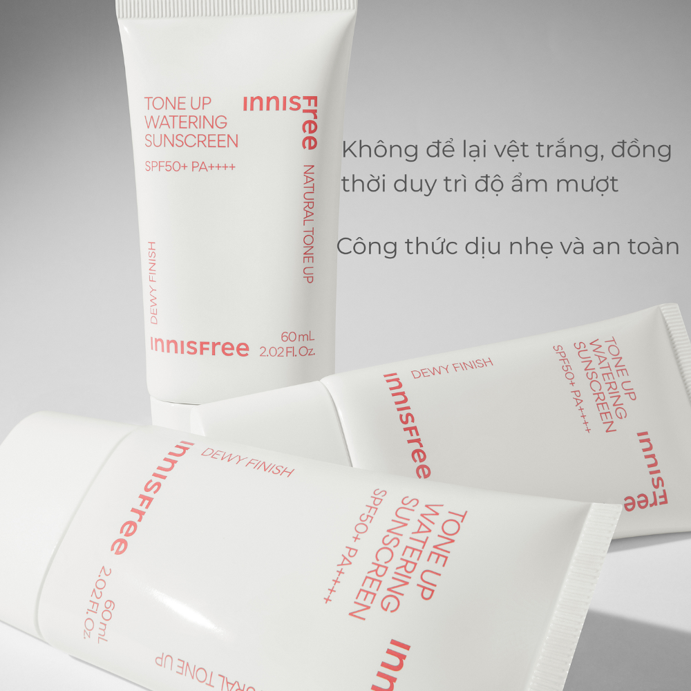 Kem chống nắng nâng tông mỏng nhẹ, giúp da căng mướt INNISFREE Tone Up Watering Sunscreen 60mL