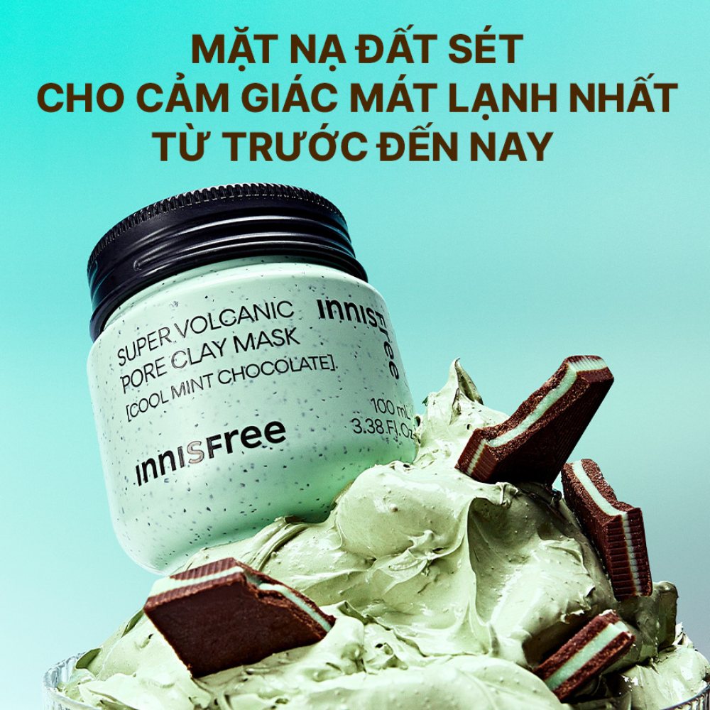 [COOL MINT CHOCOLATE] Siêu mặt nạ đất sét tro núi lửa phiên bản socola bạc hà INNISFREE Super Volcanic Pore Clay Mask 100mL