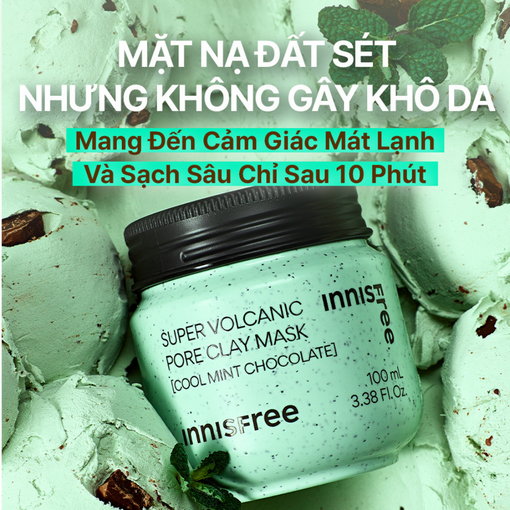 [COOL MINT CHOCOLATE] Siêu mặt nạ đất sét tro núi lửa phiên bản socola bạc hà INNISFREE Super Volcanic Pore Clay Mask 100mL