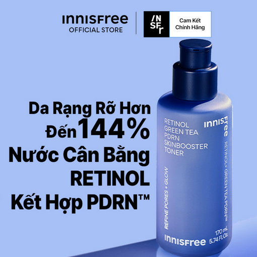 Nước cân bằng PDRN tế bào gốc trà xanh cho da căng bóng, đàn hồi INNISFREE Retinol Green Tea PDRN SkinBooster Toner 170mL