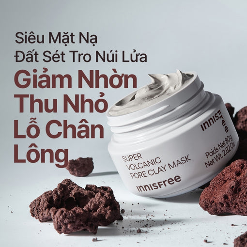 Siêu mặt nạ đất sét tro núi lửa giảm nhờn, thu nhỏ lỗ chân lông INNISFREE Super Volcanic Pore Clay Mask 80mL