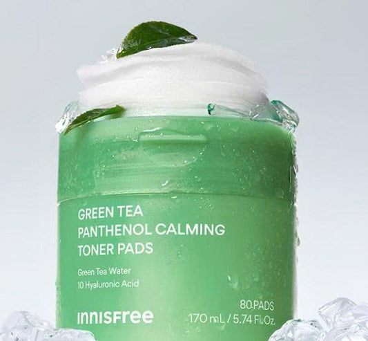 Greentea pad dưỡng ẩm làm dịu da 80 miếng INNISFREE GREEN TEA PANTHENOL CALMING TONER PADS